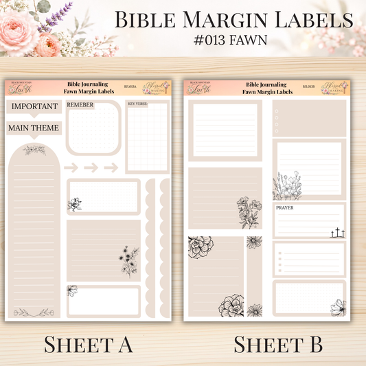 Bible Margin Labels #013 Fawn | Physical Sticker Sheets for Scripture Study