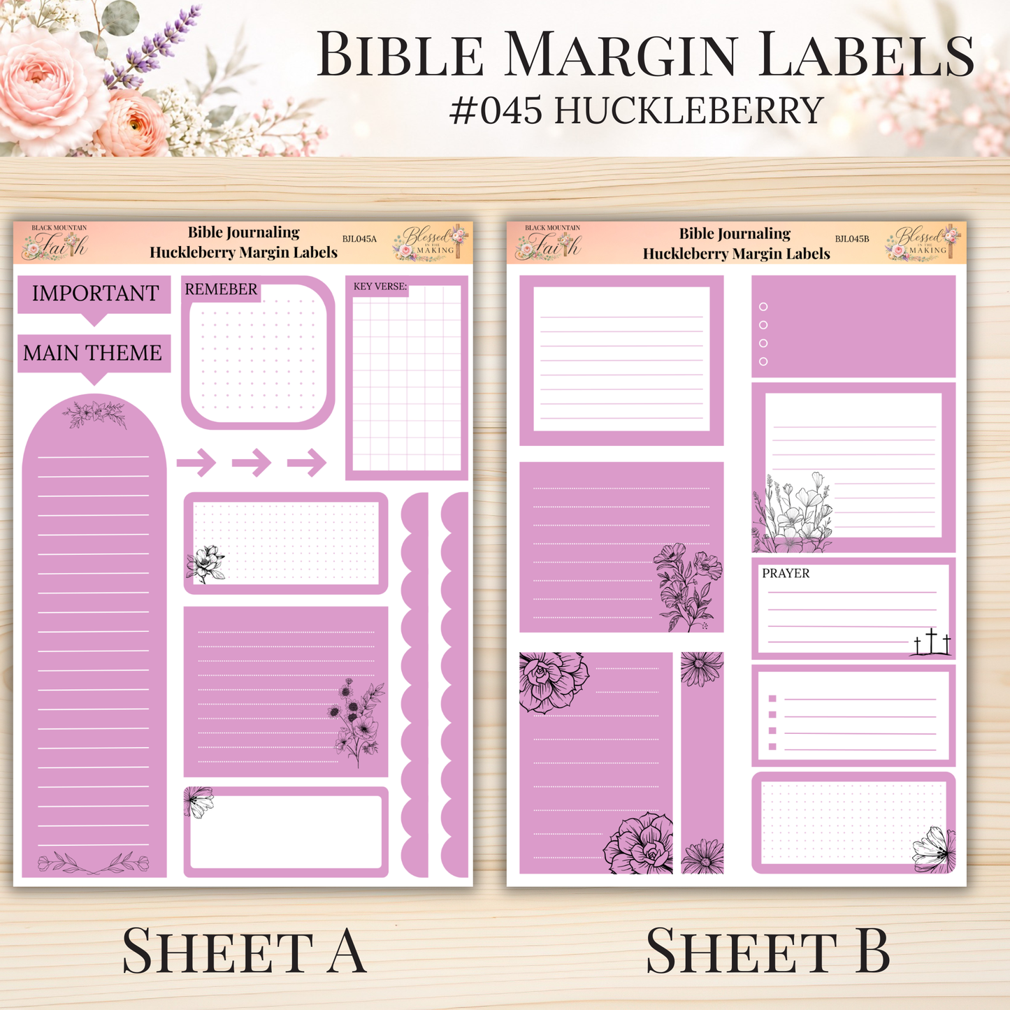 Bible Margin Labels #045 Huckleberry | Physical Sticker Sheets for Scripture Study