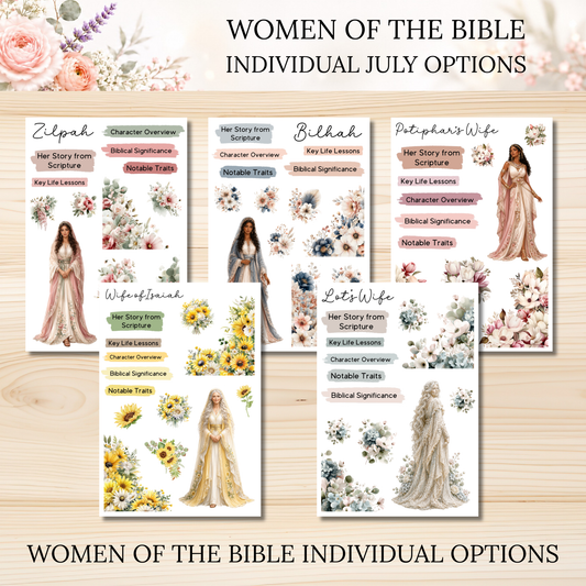 JULY Women of the Bible Individual Sticker Sheet Options