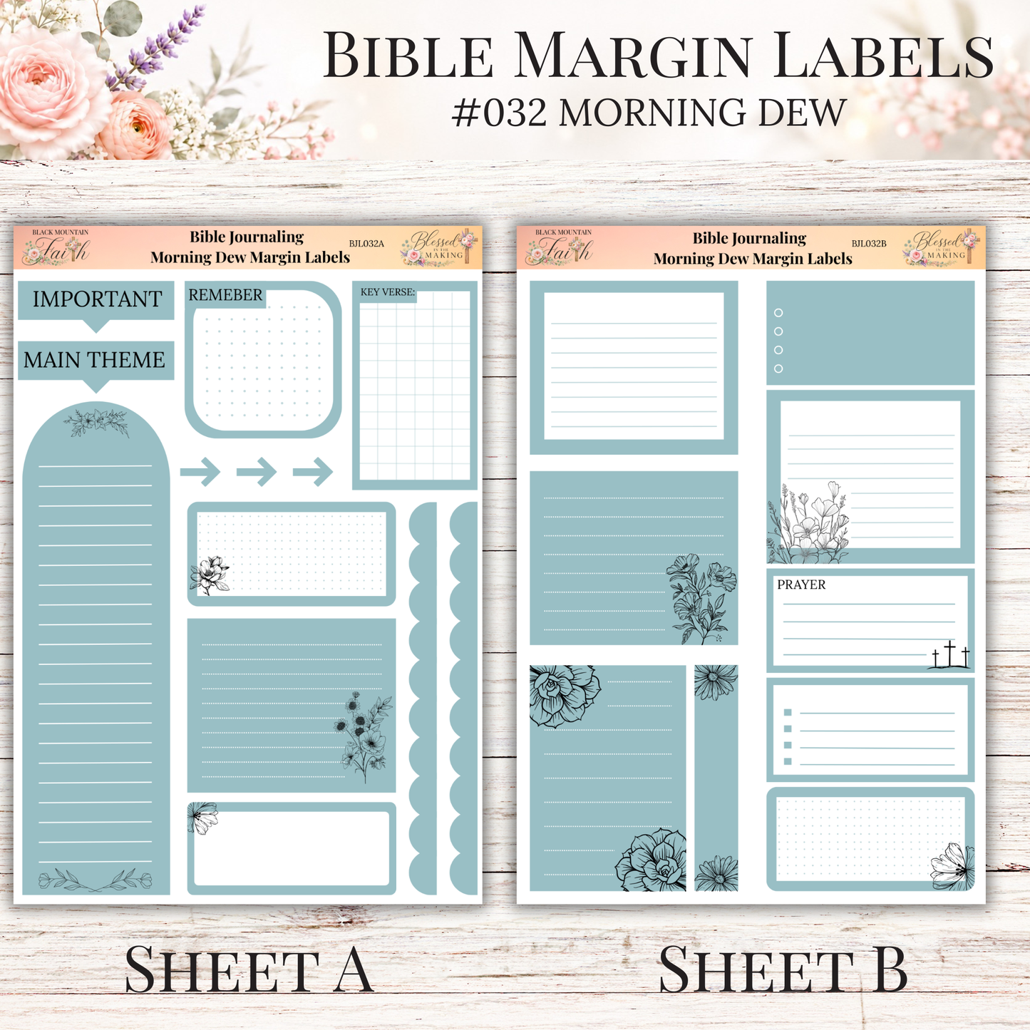 Bible Margin Labels #032 Morning Dew | Physical Sticker Sheets for Scripture Study