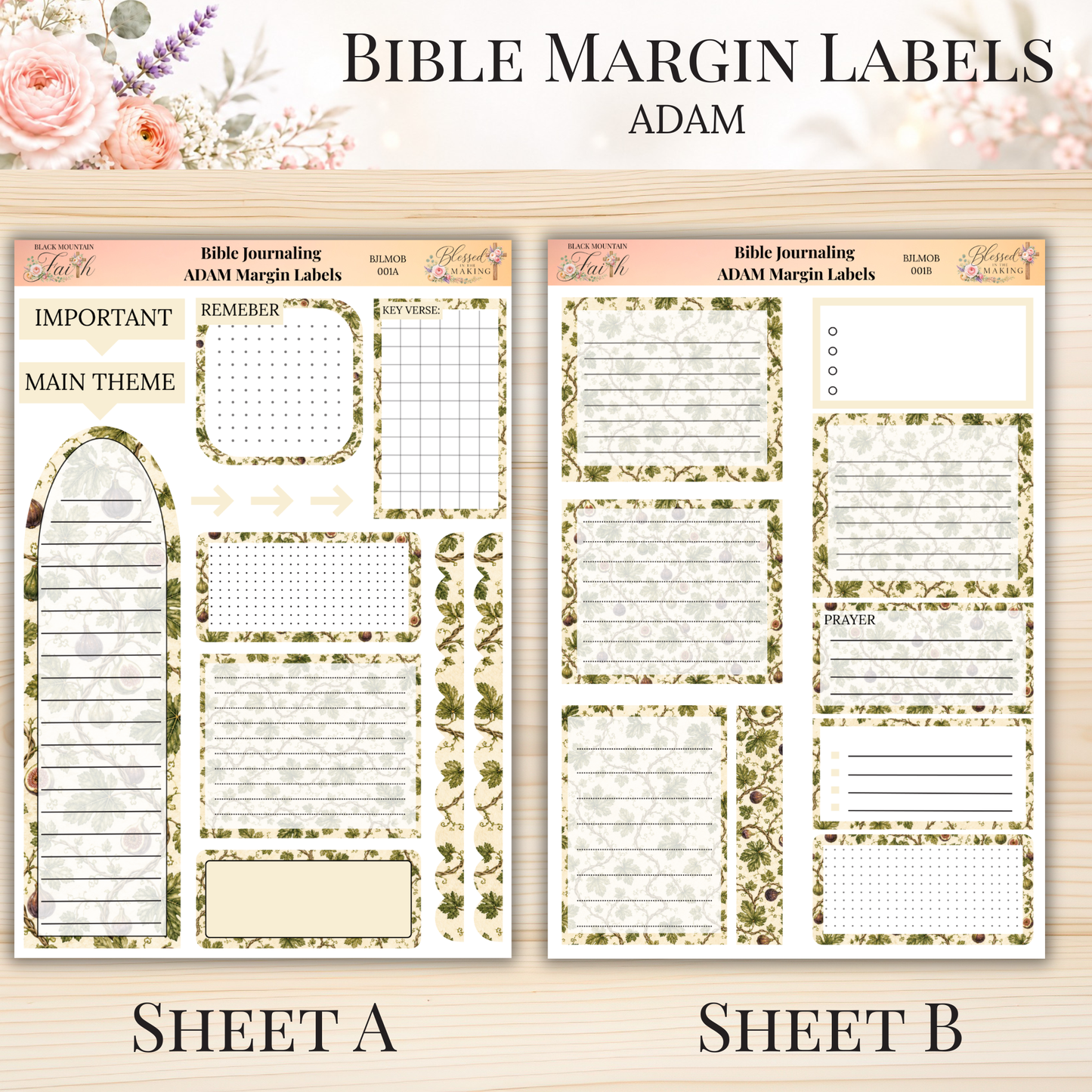 Bible Margin Labels ADAM | Physical Sticker Sheets for Scripture Study