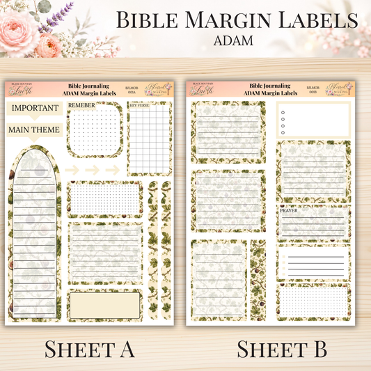 Bible Margin Labels ADAM | Physical Sticker Sheets for Scripture Study