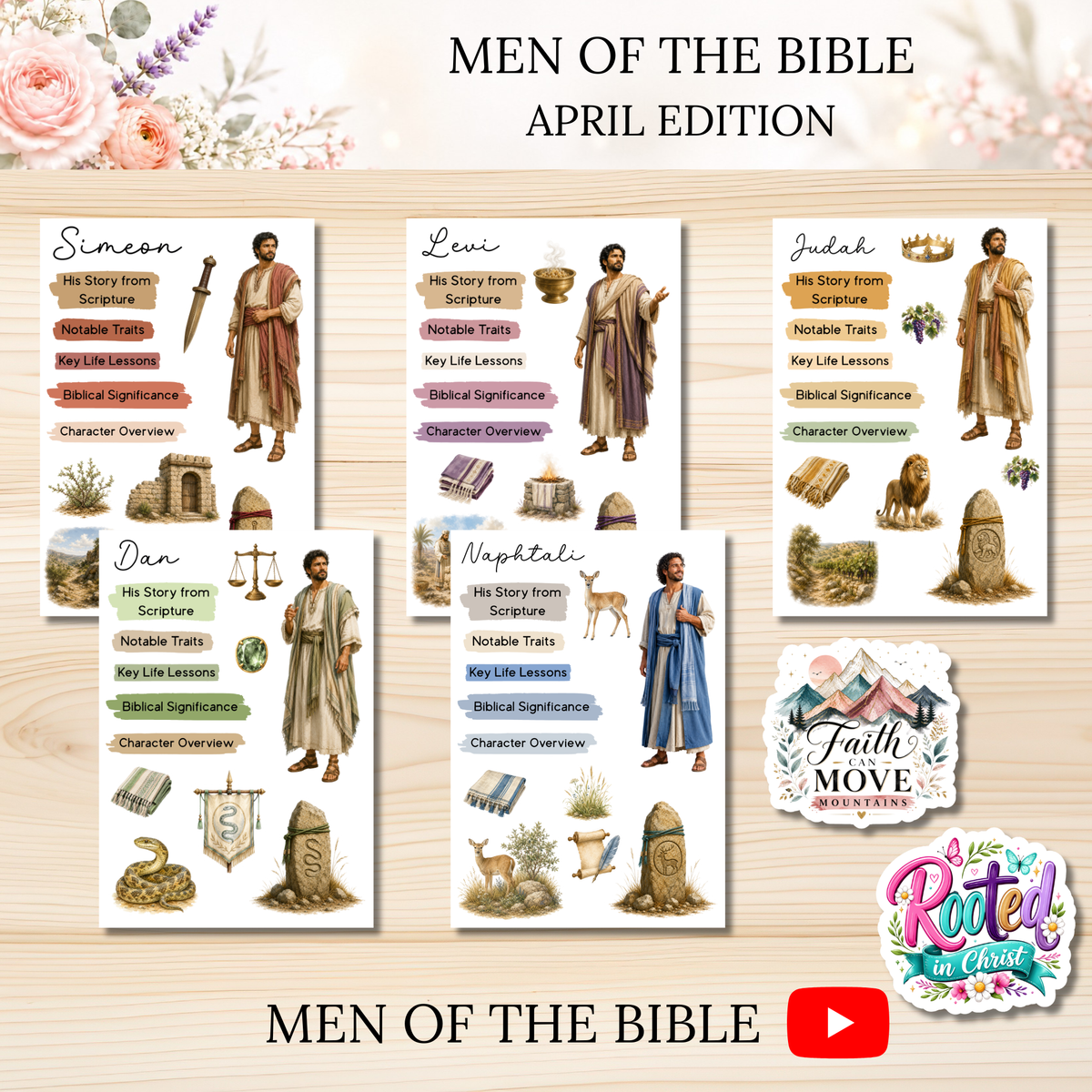 APRIL Men of the Bible Snail Mail Stickers PAST EDITION Listing