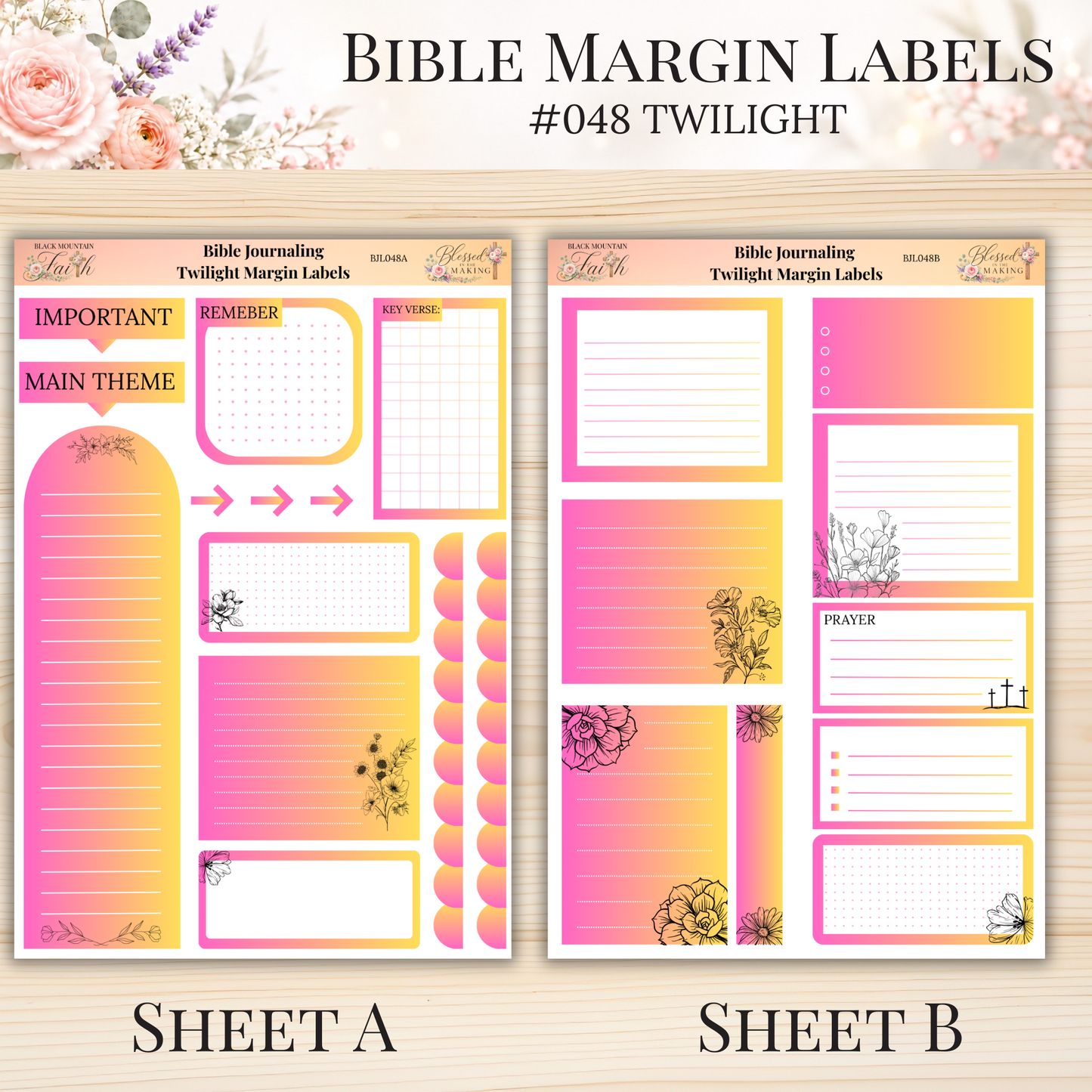 Bible Margin Labels #048 Twlight | Physical Sticker Sheets for Scripture Study