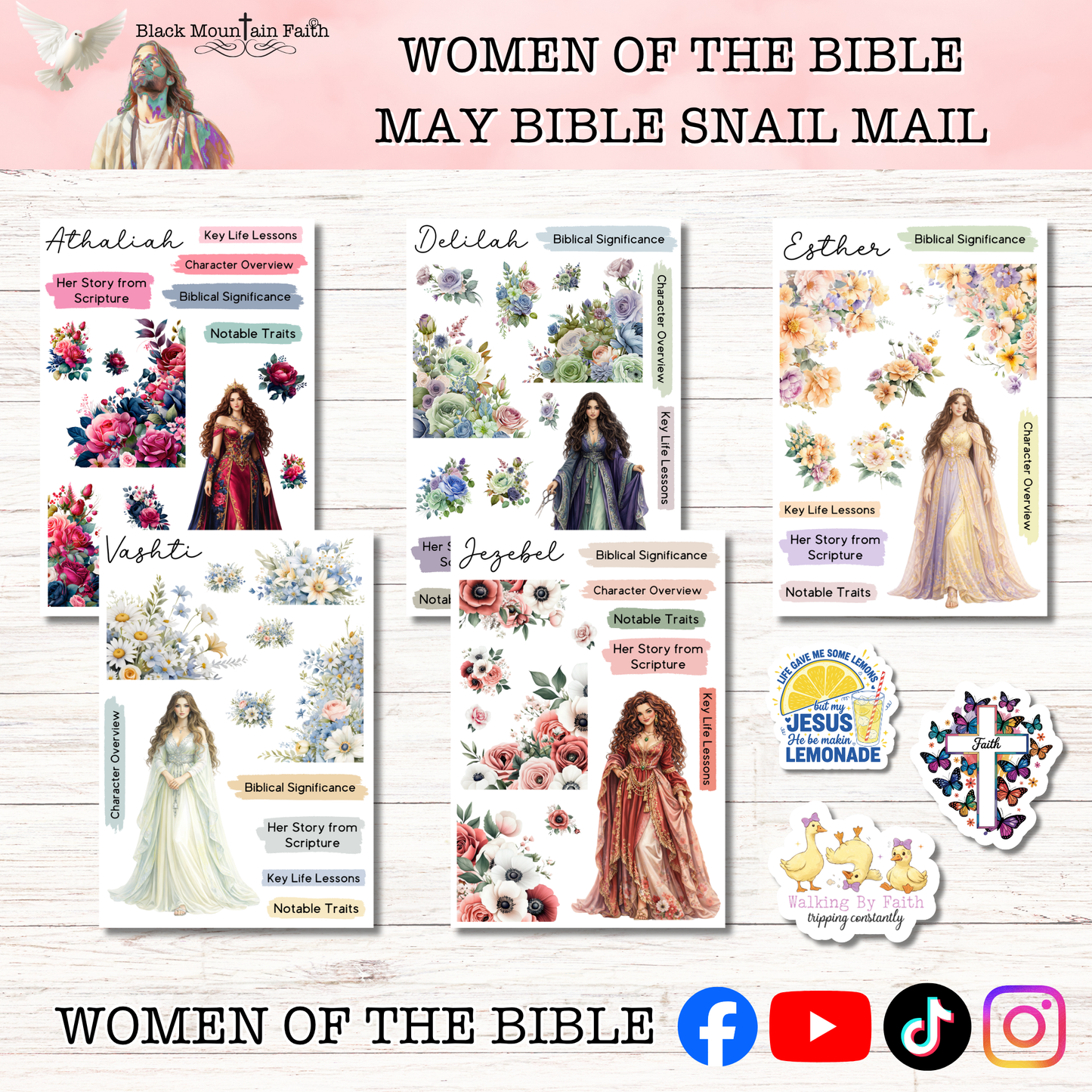 Women of the Bible Snail Mail Stickers MAY EDITION Stand Alone Listing