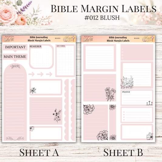 Bible Margin Labels #012 Blush | Physical Sticker Sheets for Scripture Study
