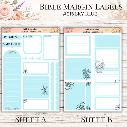 Bible Margin Labels #015 Sky Blue | Physical Sticker Sheets for Scripture Study