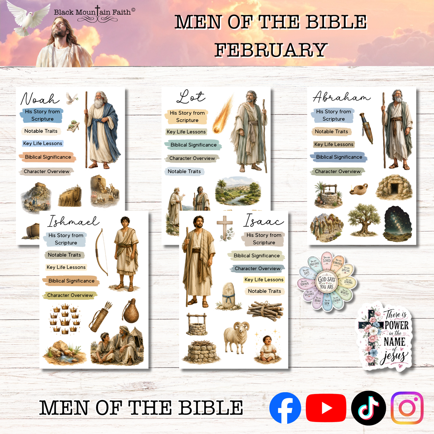 FEBRUARY Men of the Bible Snail Mail Stickers Stand Alone Listing
