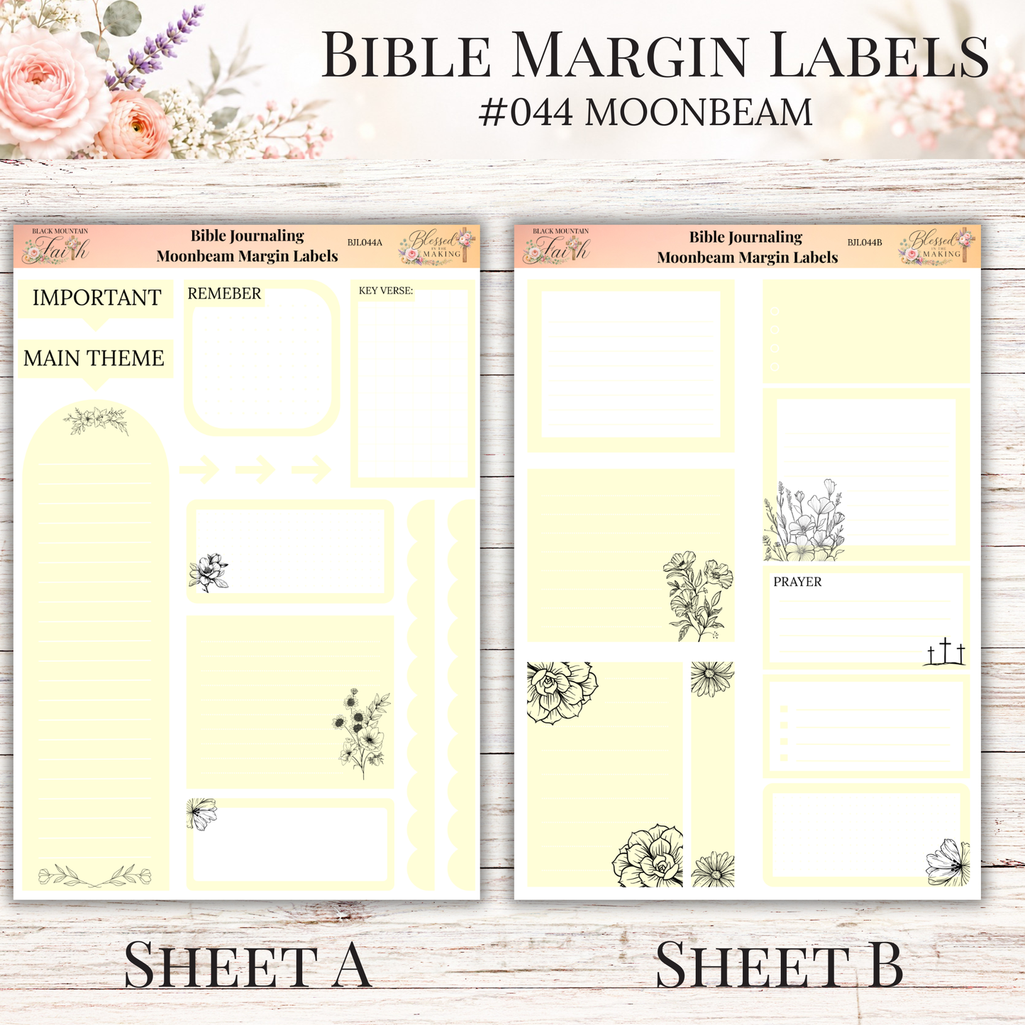 Bible Margin Labels #044 Moonbeam | Physical Sticker Sheets for Scripture Study