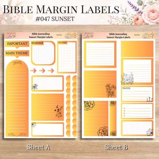 Bible Margin Labels 047 Sunset Print & Cut Bible Stickers