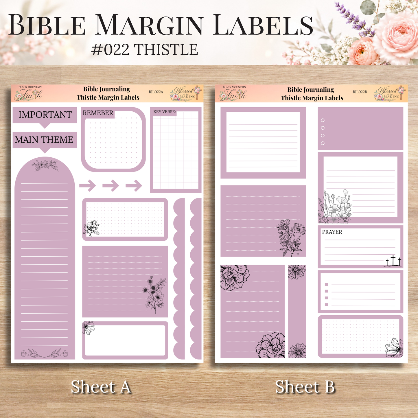 Bible Margin Labels 022 Thistle Print & Cut Bible Stickers