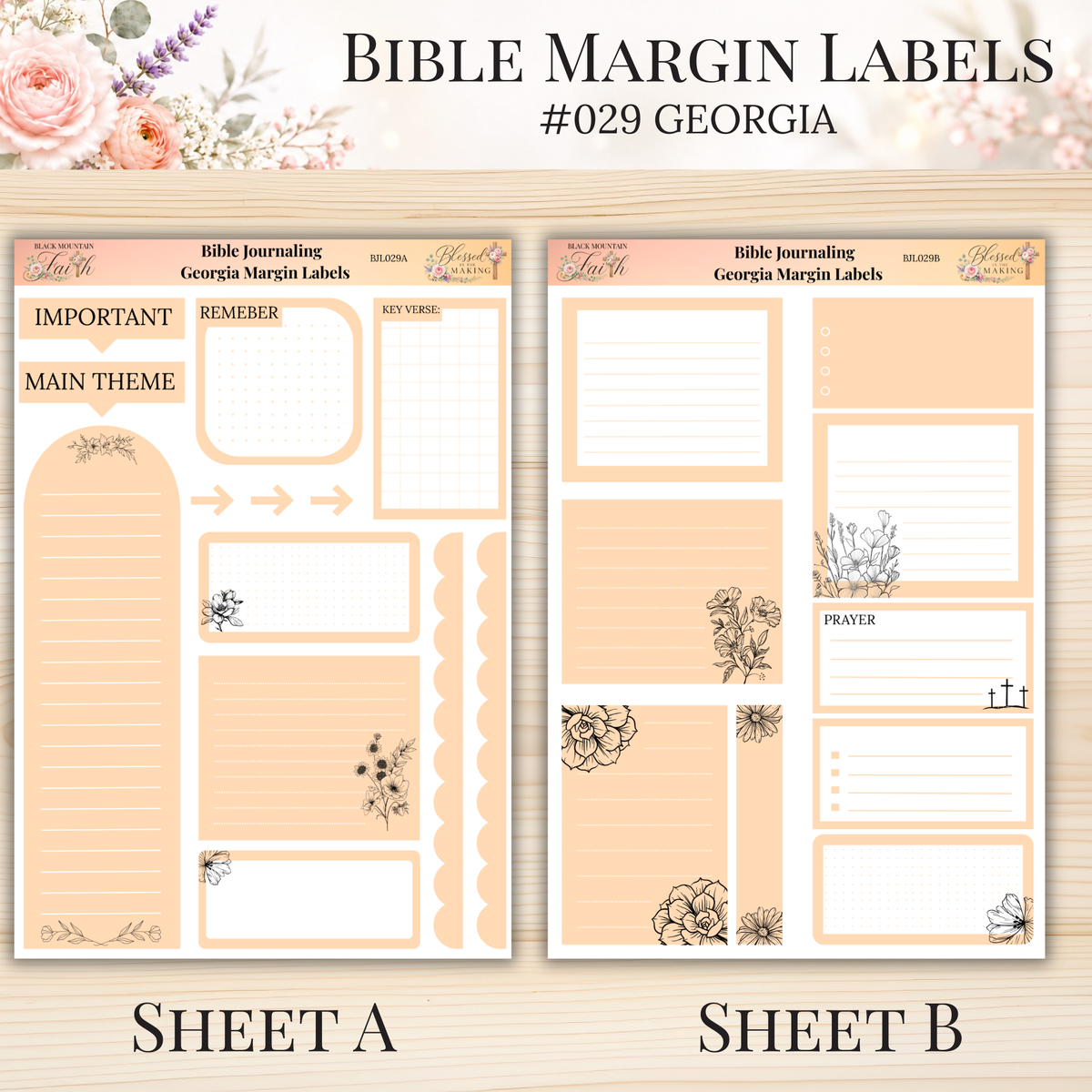 Bible Margin Labels #029 Georgia| Physical Sticker Sheets for Scripture Study