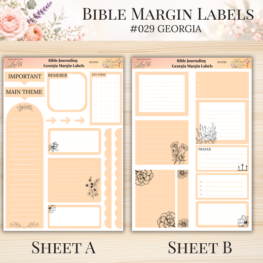 Bible Margin Labels #029 Georgia| Physical Sticker Sheets for Scripture Study