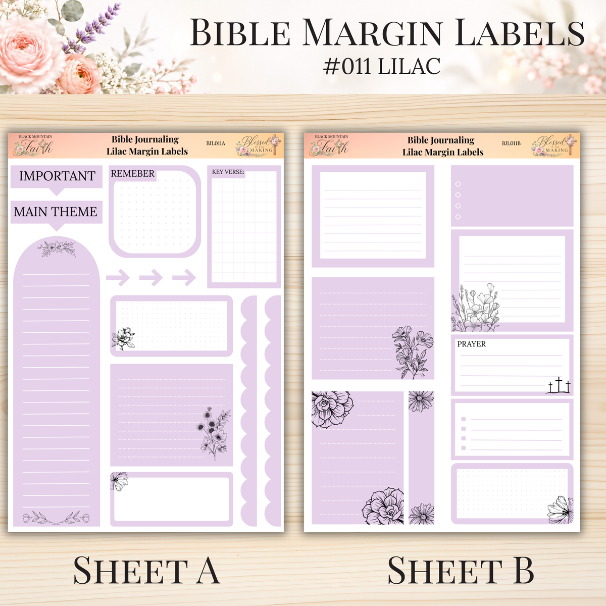 Bible Margin Labels #011 Lilac | Physical Sticker Sheets for Scripture Study