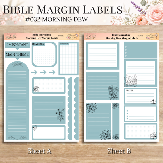 Bible Margin Labels 032 Morning Dew Print & Cut Bible Stickers