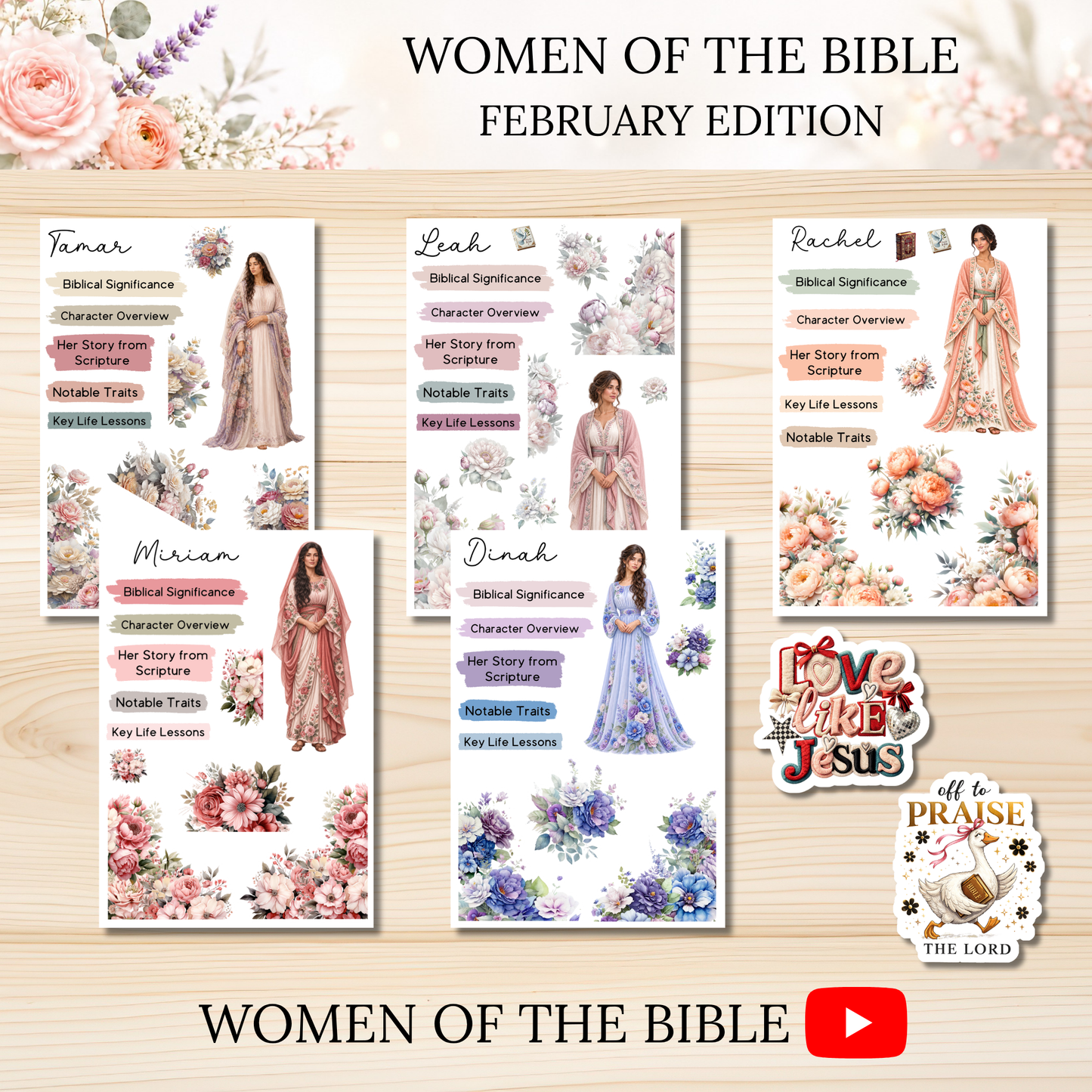 Women of the Bible Snail Mail Stickers FEBRUARY PAST EDITION  Listing