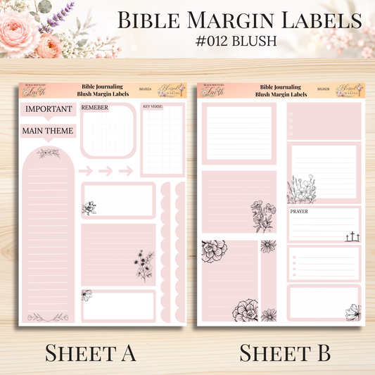 Bible Margin Labels #012 Blush | Physical Sticker Sheets for Scripture Study