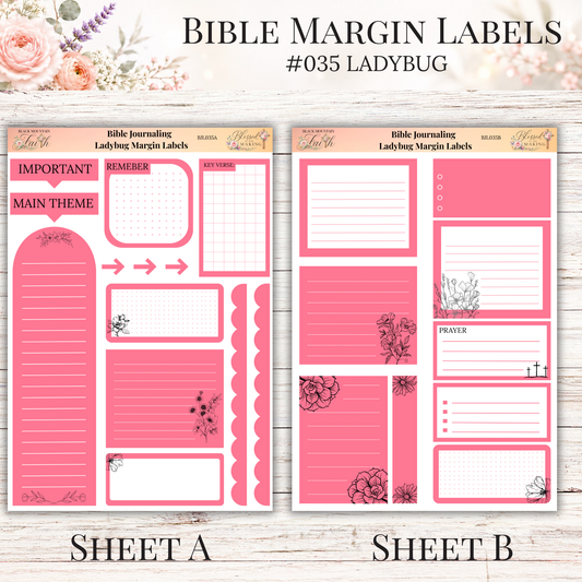 Bible Margin Labels #035 Ladybug | Physical Sticker Sheets for Scripture Study