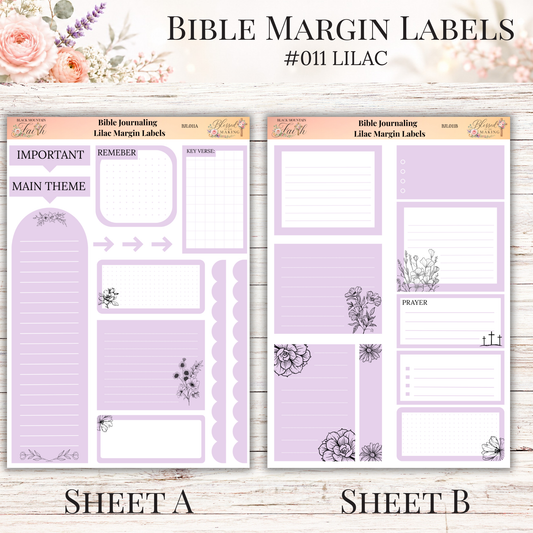 Bible Margin Labels #011 Lilac | Physical Sticker Sheets for Scripture Study