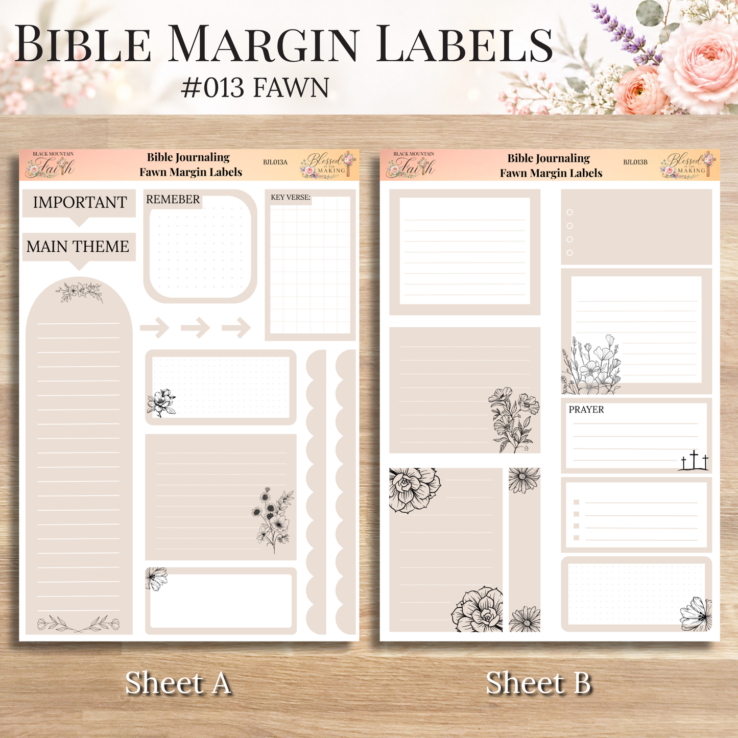 Bible Margin Labels 013 Fawn Print & Cut Bible Stickers