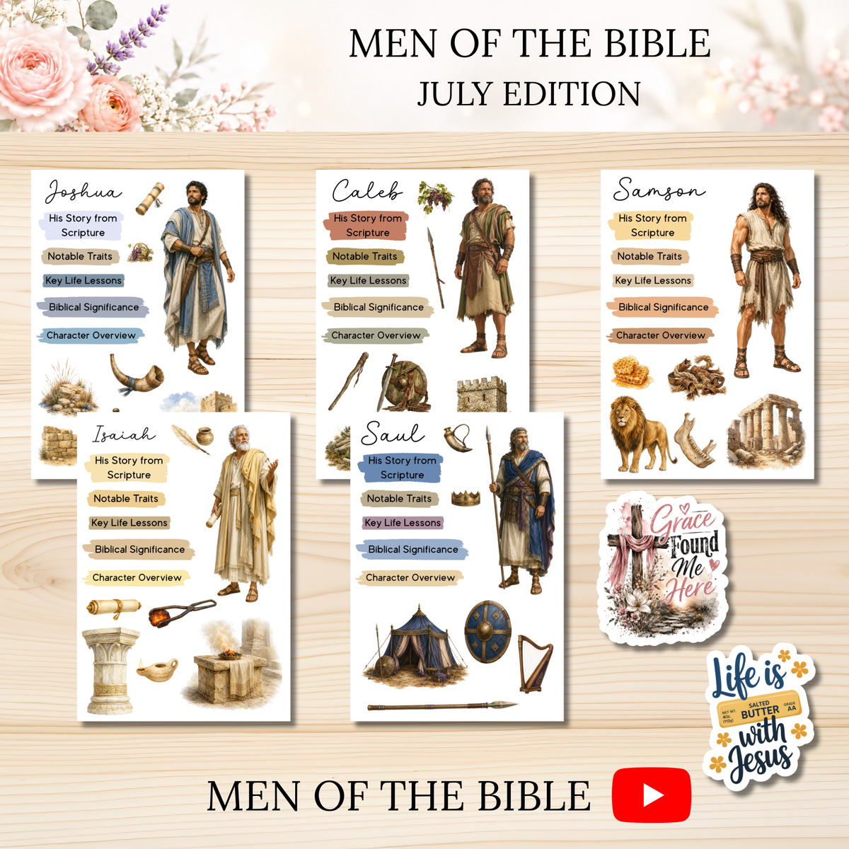 JULY Men of the Bible Snail Mail Stickers PAST EDITION Listing