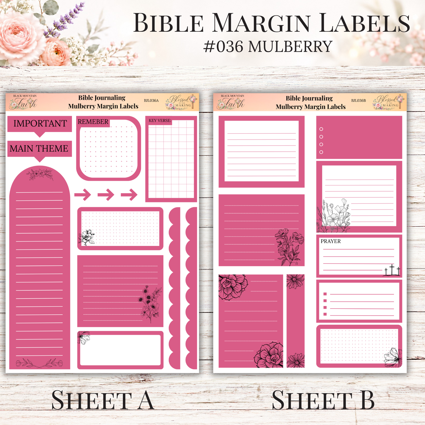 Bible Margin Labels #036 Mulberry | Physical Sticker Sheets for Scripture Study