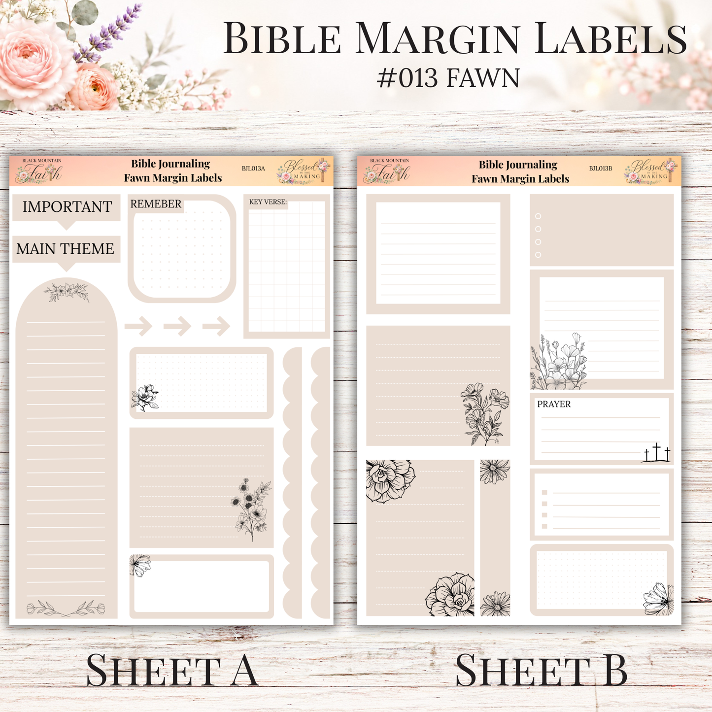 Bible Margin Labels #013 Fawn | Physical Sticker Sheets for Scripture Study