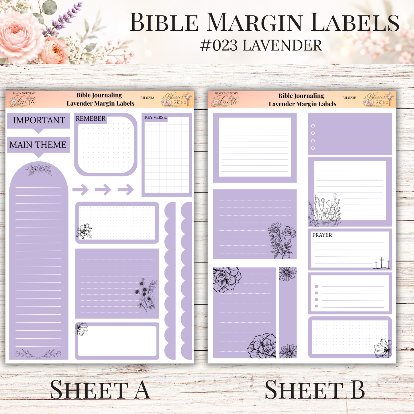 Bible Margin Labels #023 Lavender | Physical Sticker Sheets for Scripture Study