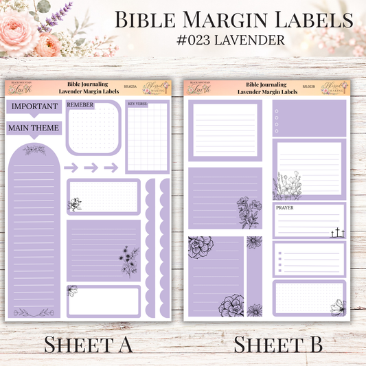 Bible Margin Labels #023 Lavender | Physical Sticker Sheets for Scripture Study