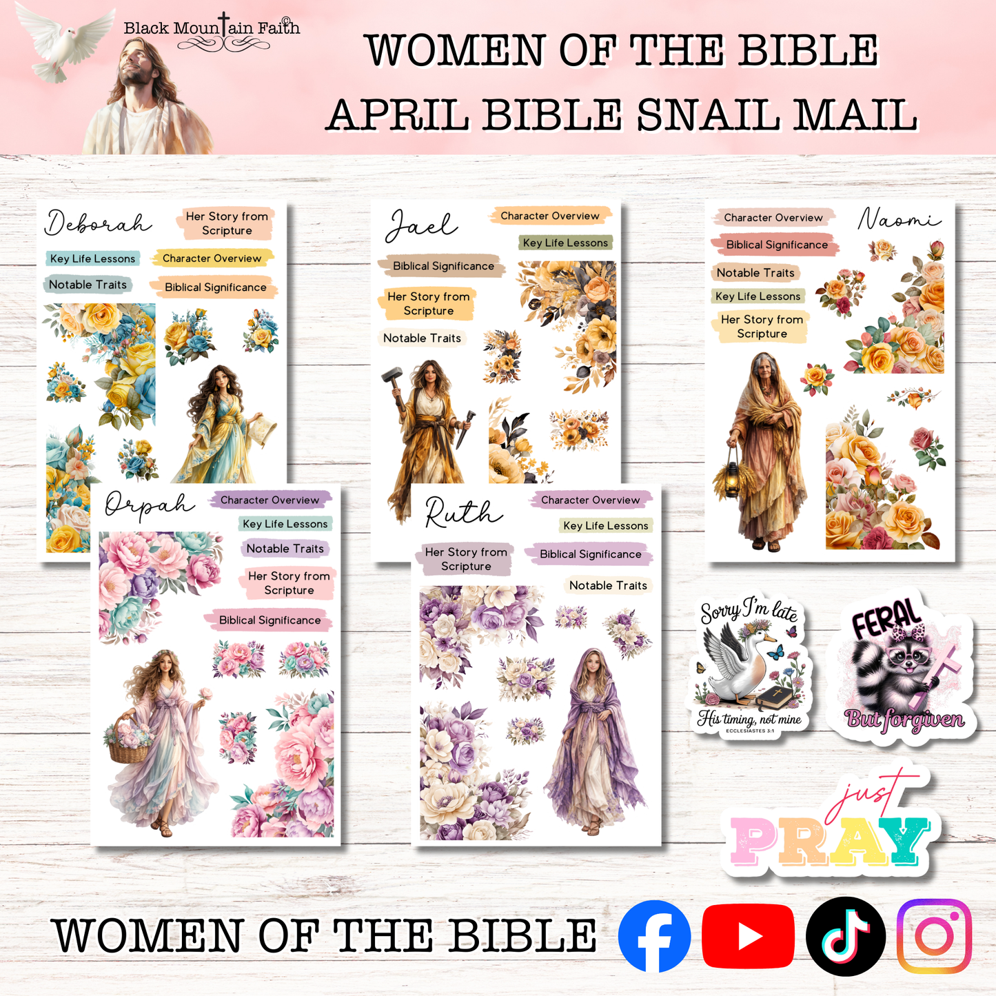 Women of the Bible Snail Mail Stickers MONTHLY SUBSCRIPTION