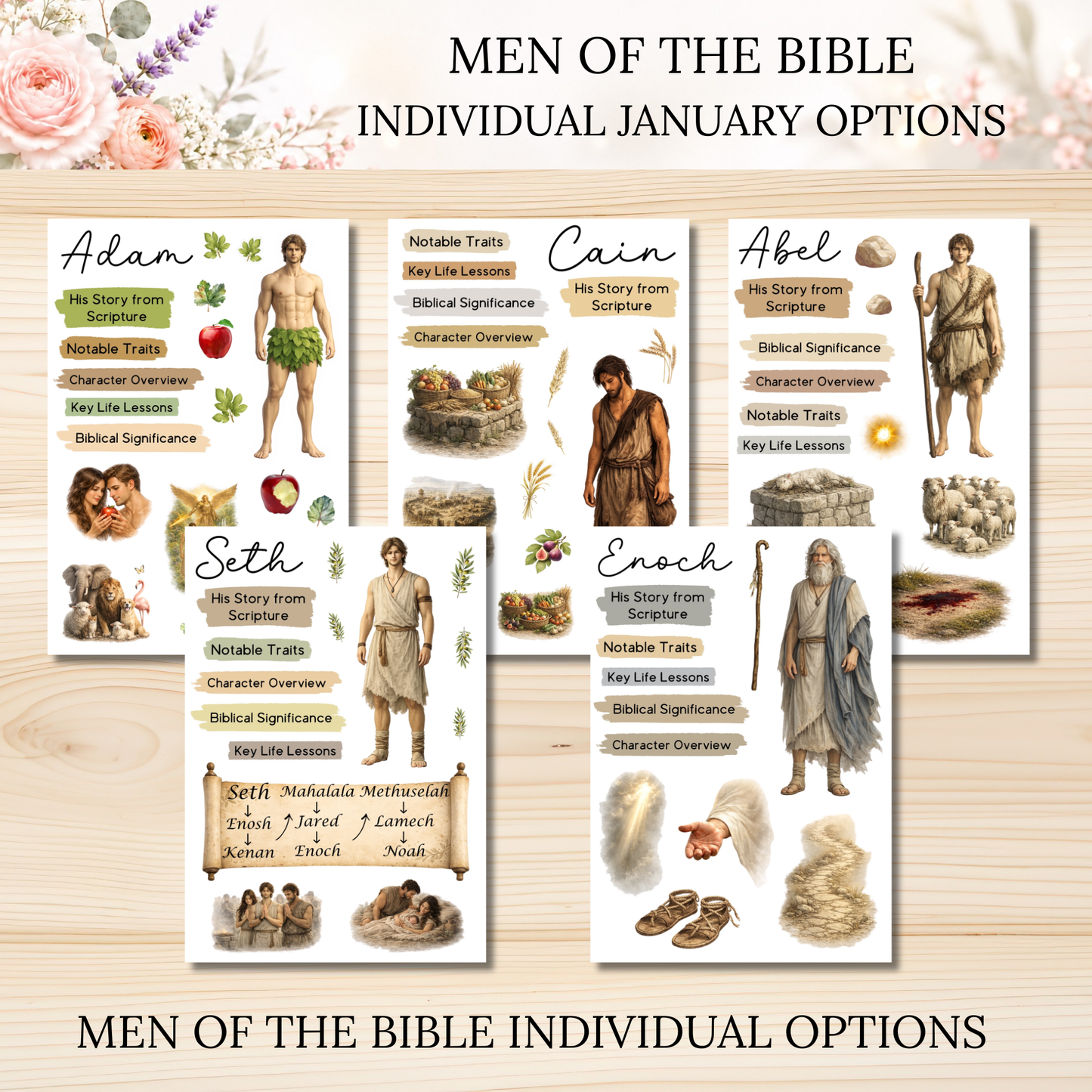 JANUARY Men of the Bible Individual Sticker Sheet Options