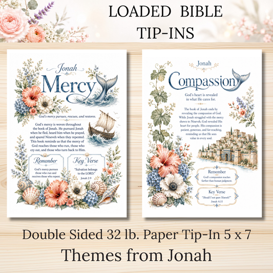Themes from Jonah || Double Sided Loaded Bible Tip-In || 32 lb. Paper