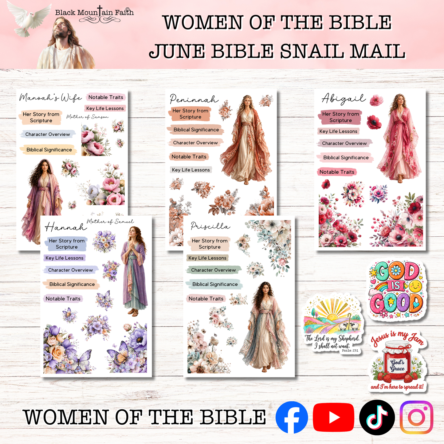 Women of the Bible Snail Mail Stickers JUNE EDITION Stand Alone Listing