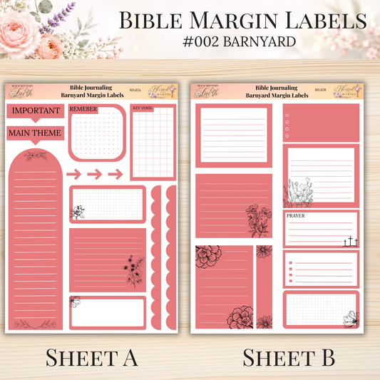 Bible Margin Labels #002 Barnyard | Physical Sticker Sheets for Scripture Study