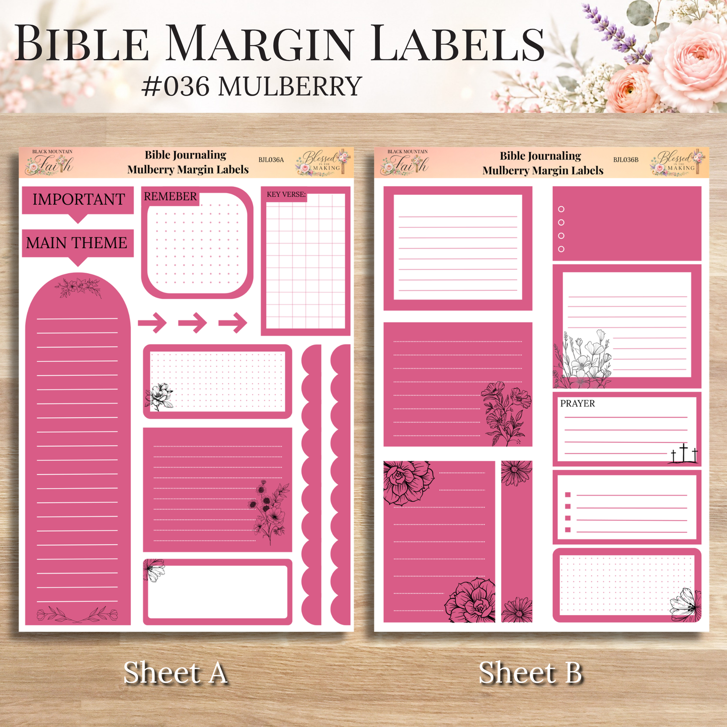 Bible Margin Labels 036 Mulberry Print & Cut Bible Stickers