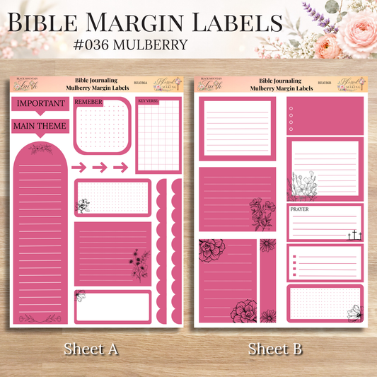 Bible Margin Labels 036 Mulberry Print & Cut Bible Stickers