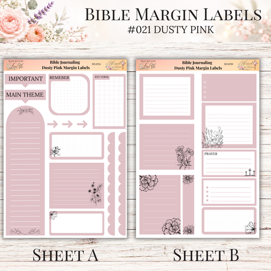 Bible Margin Labels #021 Dusty Pink | Physical Sticker Sheets for Scripture Study