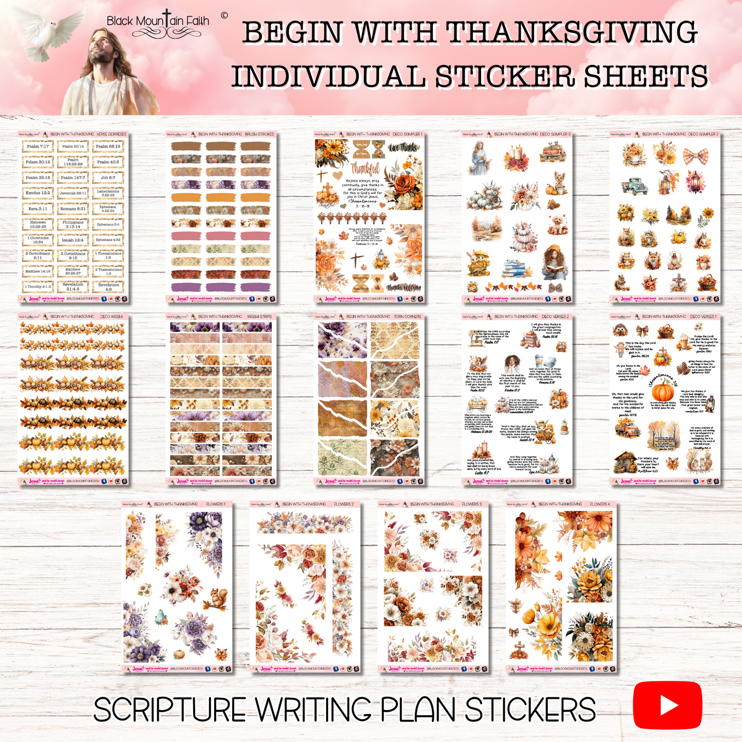 Begin with Thanksgiving Scripture Writing Plan Stickers