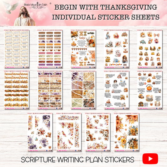 Begin with Thanksgiving Scripture Writing Plan Stickers