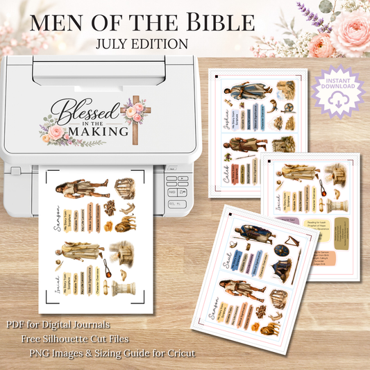 July Men of the Bible | Printable PDF | Cricut & Silhouette Files | Digital Stickers