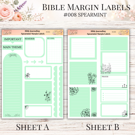 Bible Margin Labels #008 Spearmint | Physical Sticker Sheets for Scripture Study
