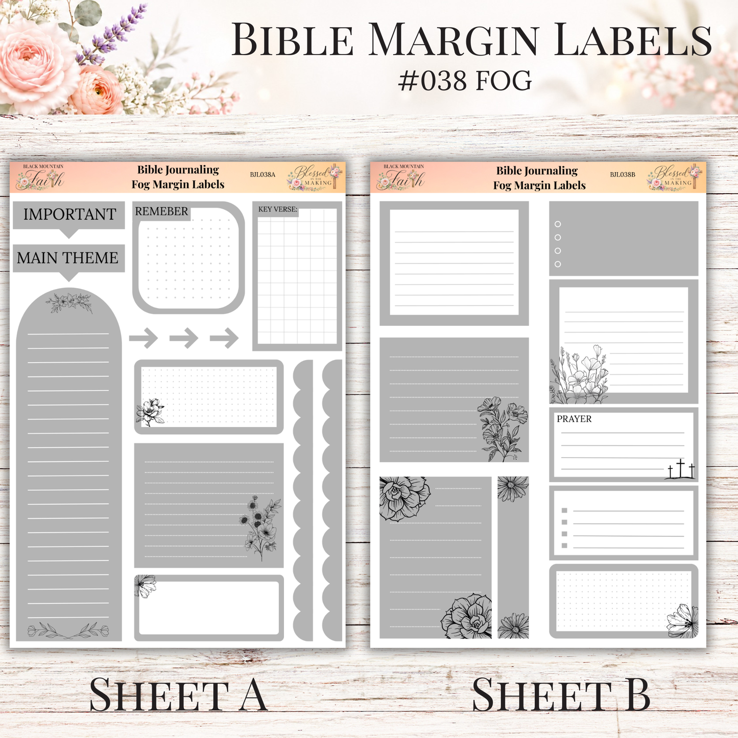 Bible Margin Labels #038 Fog | Physical Sticker Sheets for Scripture Study