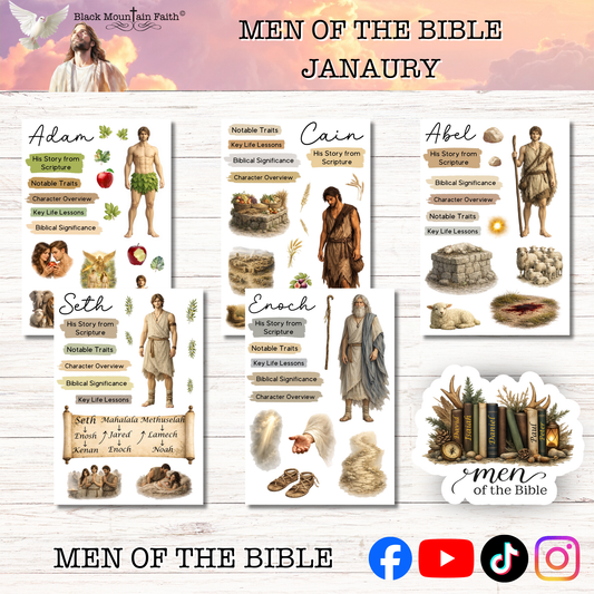 JANUARY Men of the Bible Snail Mail Stickers Stand Alone Listing