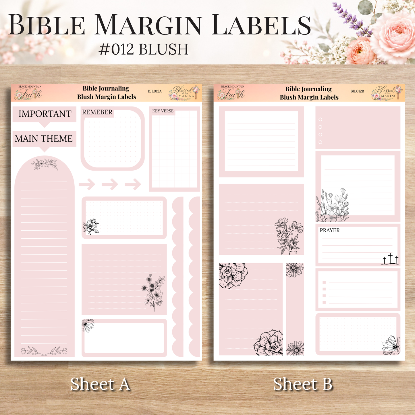 Bible Margin Labels 012 Blush Print & Cut Bible Stickers