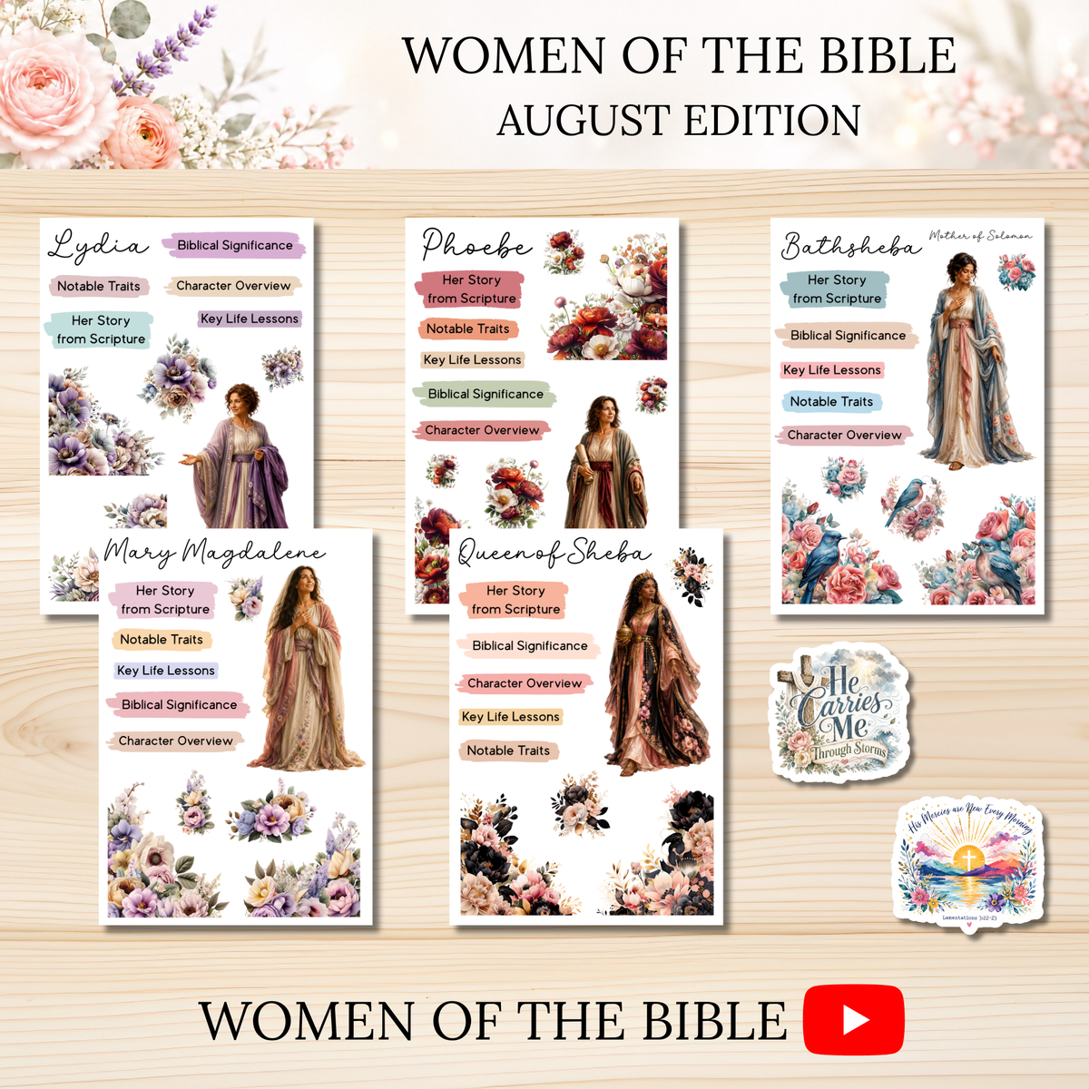Women of the Bible Snail Mail Stickers AUGUST PAST EDITION Listing