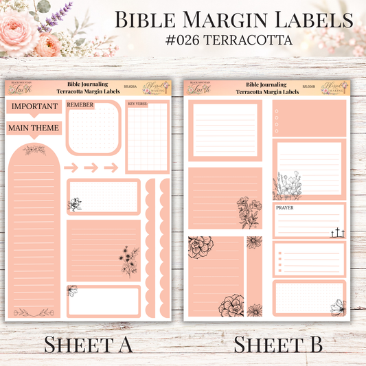 Bible Margin Labels #026 Terracotta | Physical Sticker Sheets for Scripture Study