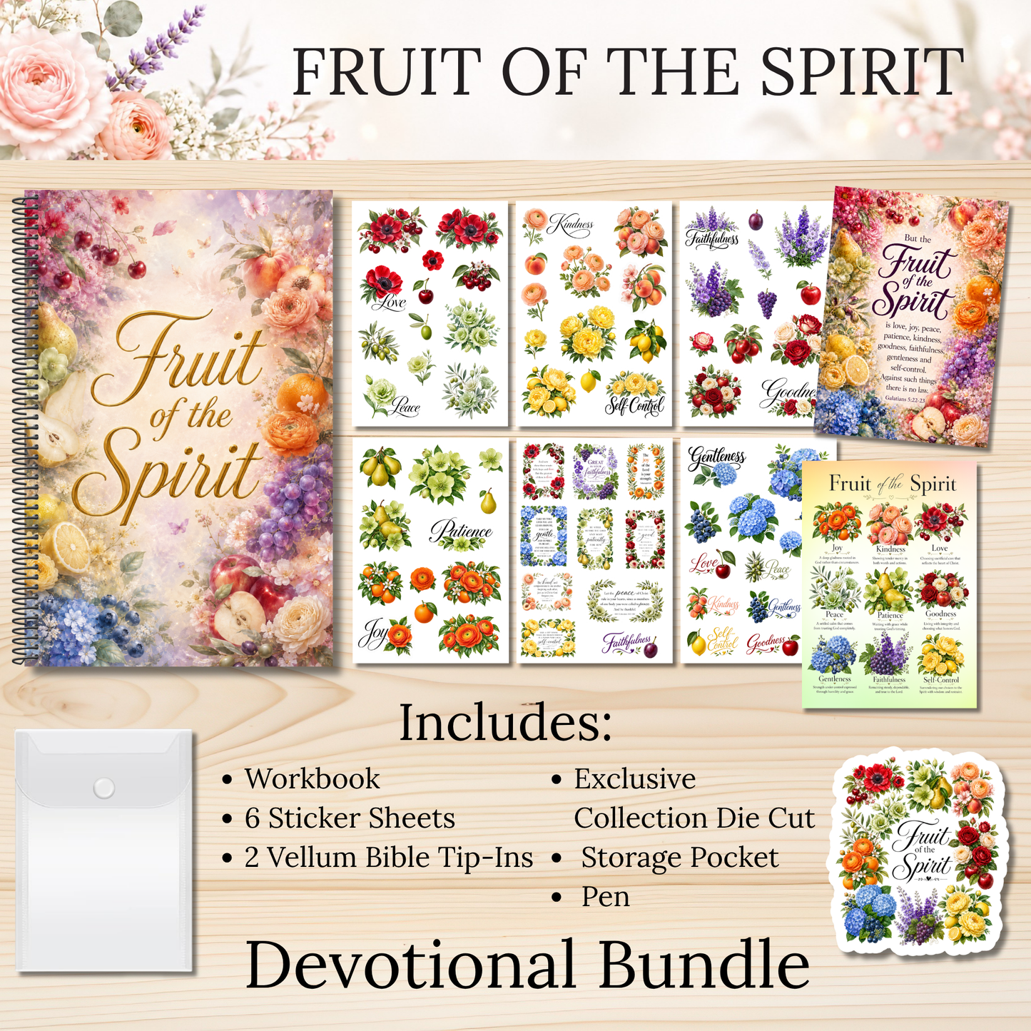Fruit of the Spirit Scripture Writing & Devotional Bundle | Scriptures for Spiritual Fruits