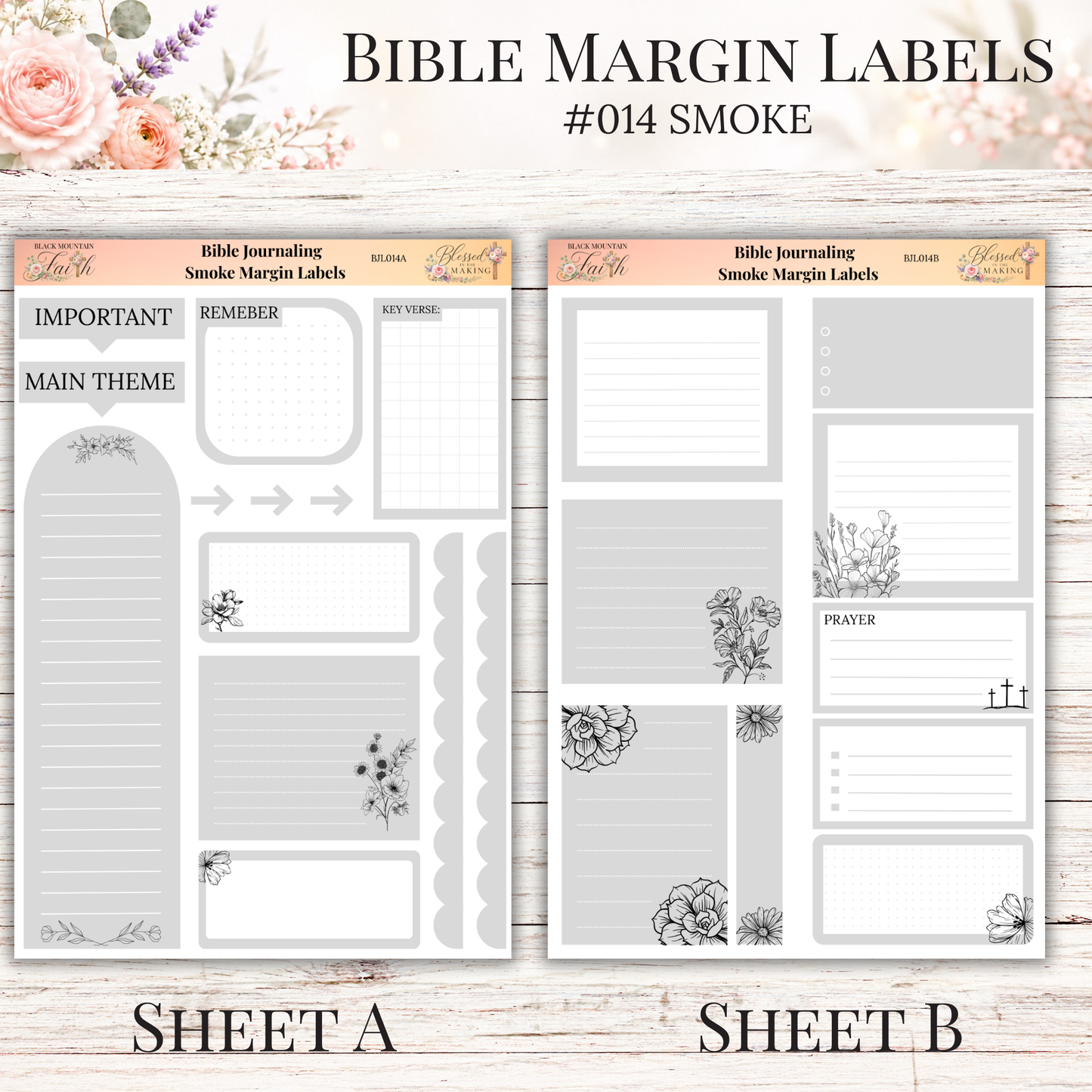 Bible Margin Labels #014 Smoke | Physical Sticker Sheets for Scripture Study