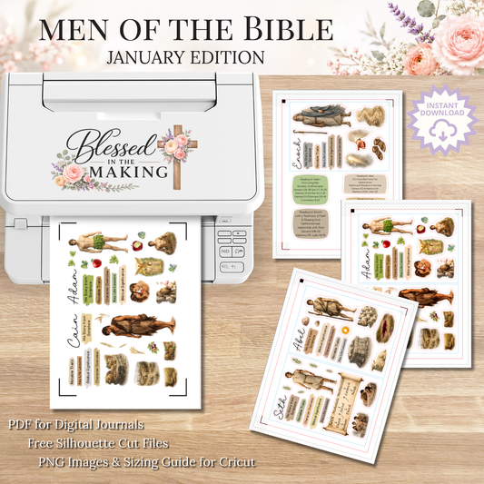 January Men of the Bible | Printable PDF | Cricut & Silhouette Files | Digital Stickers