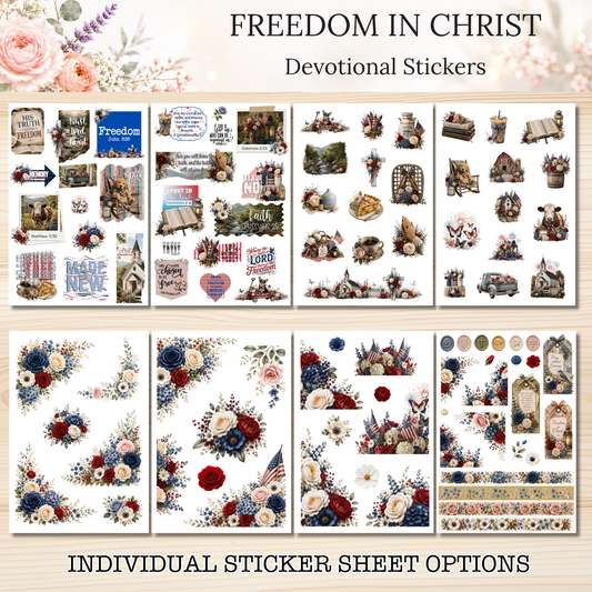 Freedom in Christ INDIVIDUAL Devotional Sticker Sheets | Scriptures for Free Living